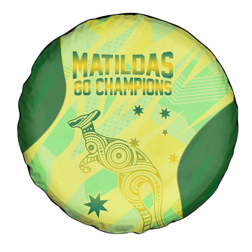 Matildas Australia Go Champions Spare Tire Cover Indigenous Dot Art Kangaroo Southern Cross Stars