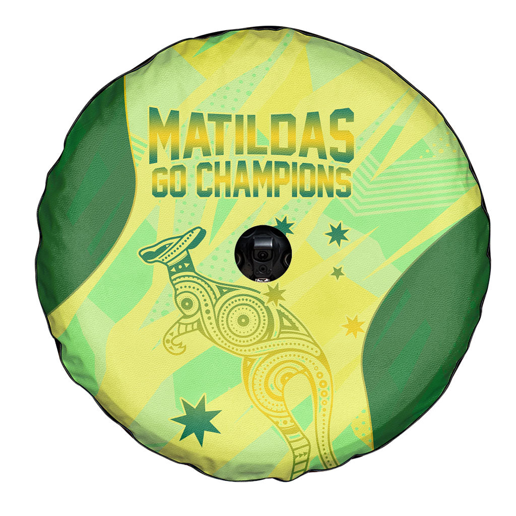 Matildas Australia Go Champions Spare Tire Cover Indigenous Dot Art Kangaroo Southern Cross Stars