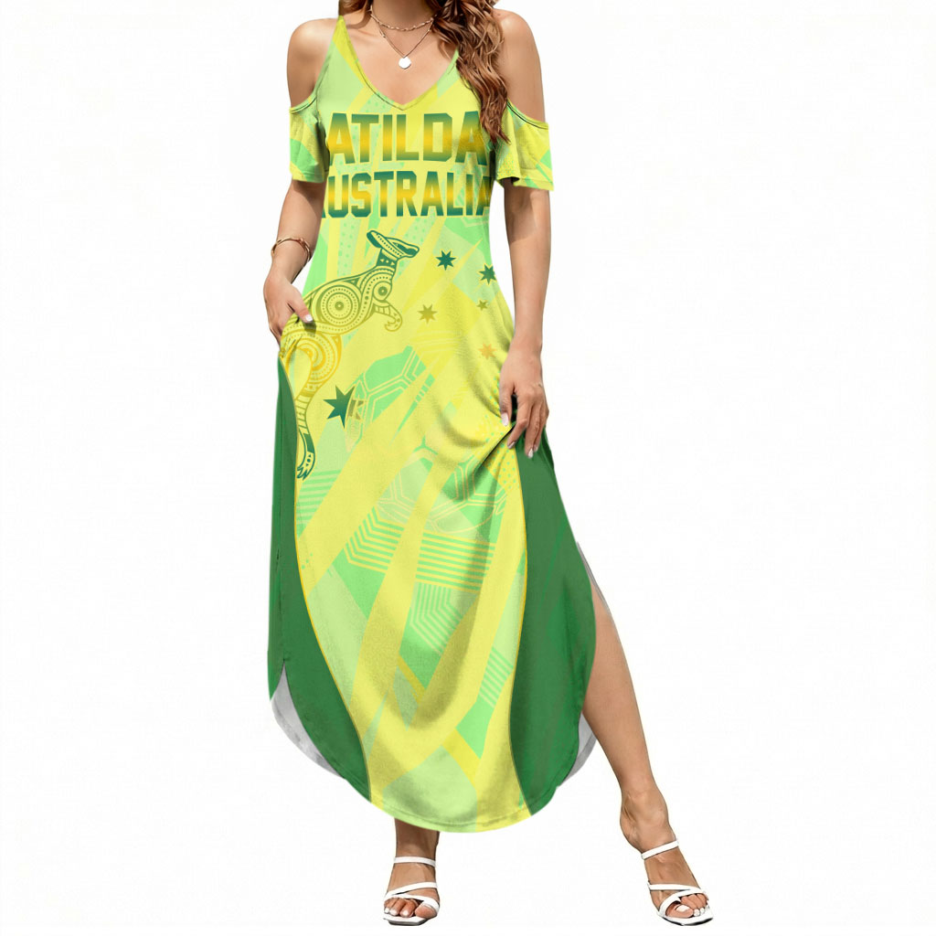 Matildas Australia Go Champions Summer Maxi Dress Indigenous Dot Art Kangaroo Southern Cross Stars