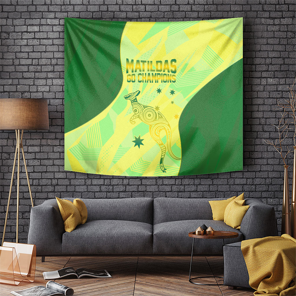 Matildas Australia Go Champions Tapestry Indigenous Dot Art Kangaroo Southern Cross Stars