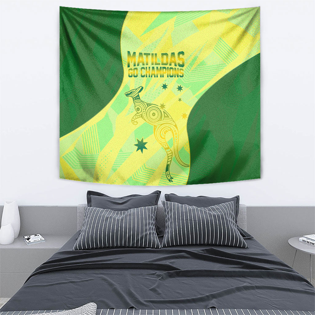 Matildas Australia Go Champions Tapestry Indigenous Dot Art Kangaroo Southern Cross Stars