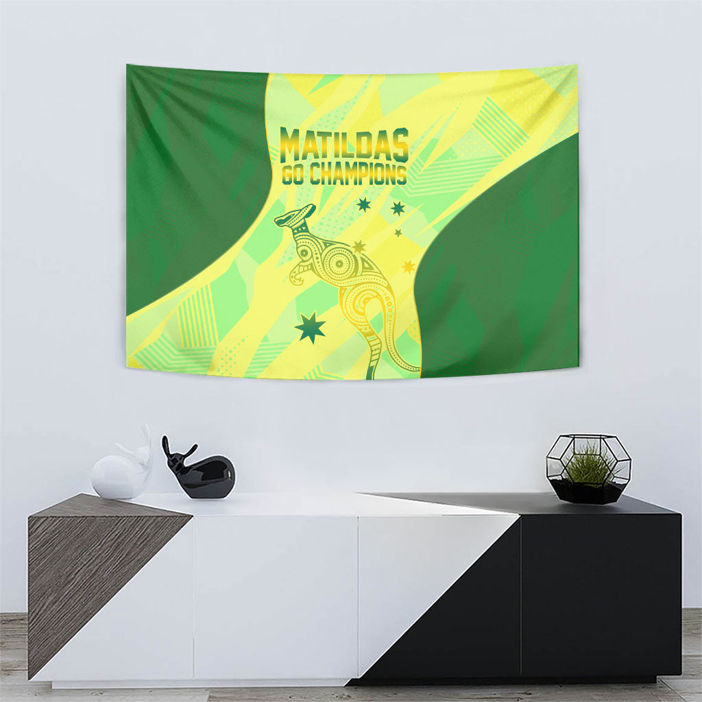 Matildas Australia Go Champions Tapestry Indigenous Dot Art Kangaroo Southern Cross Stars