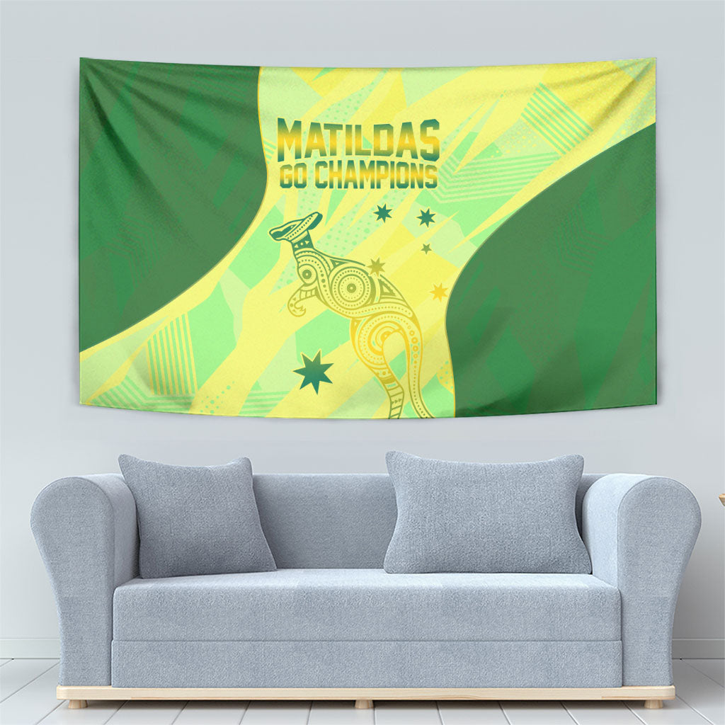 Matildas Australia Go Champions Tapestry Indigenous Dot Art Kangaroo Southern Cross Stars