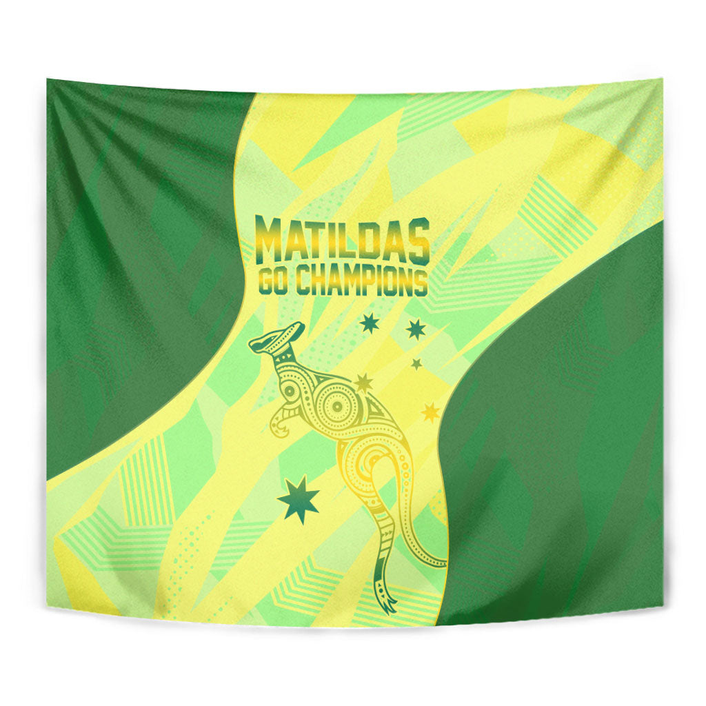 Matildas Australia Go Champions Tapestry Indigenous Dot Art Kangaroo Southern Cross Stars