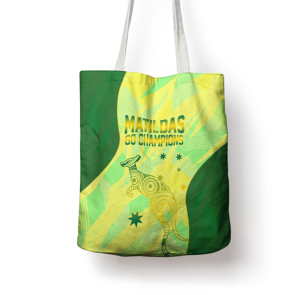 Matildas Australia Go Champions Tote Bag Indigenous Dot Art Kangaroo Southern Cross Stars