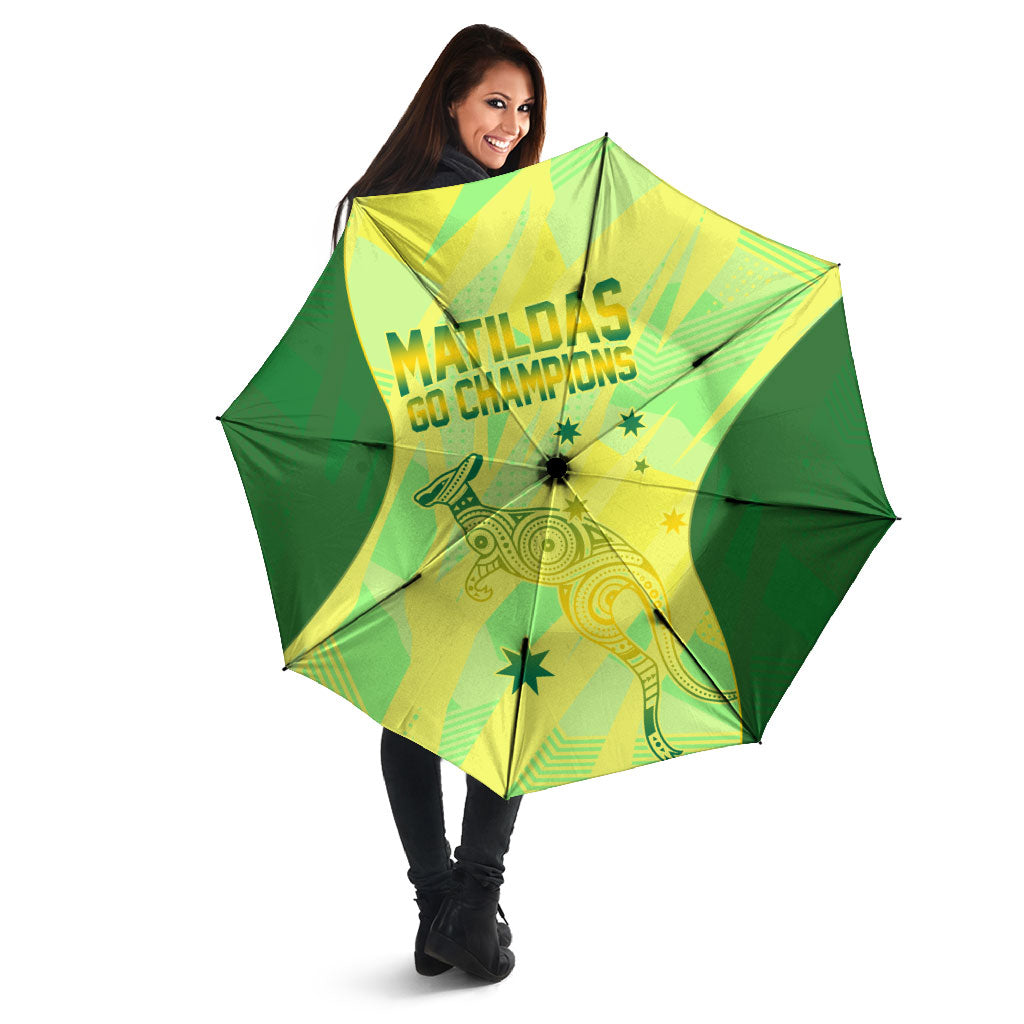 Matildas Australia Go Champions Umbrella Indigenous Dot Art Kangaroo Southern Cross Stars