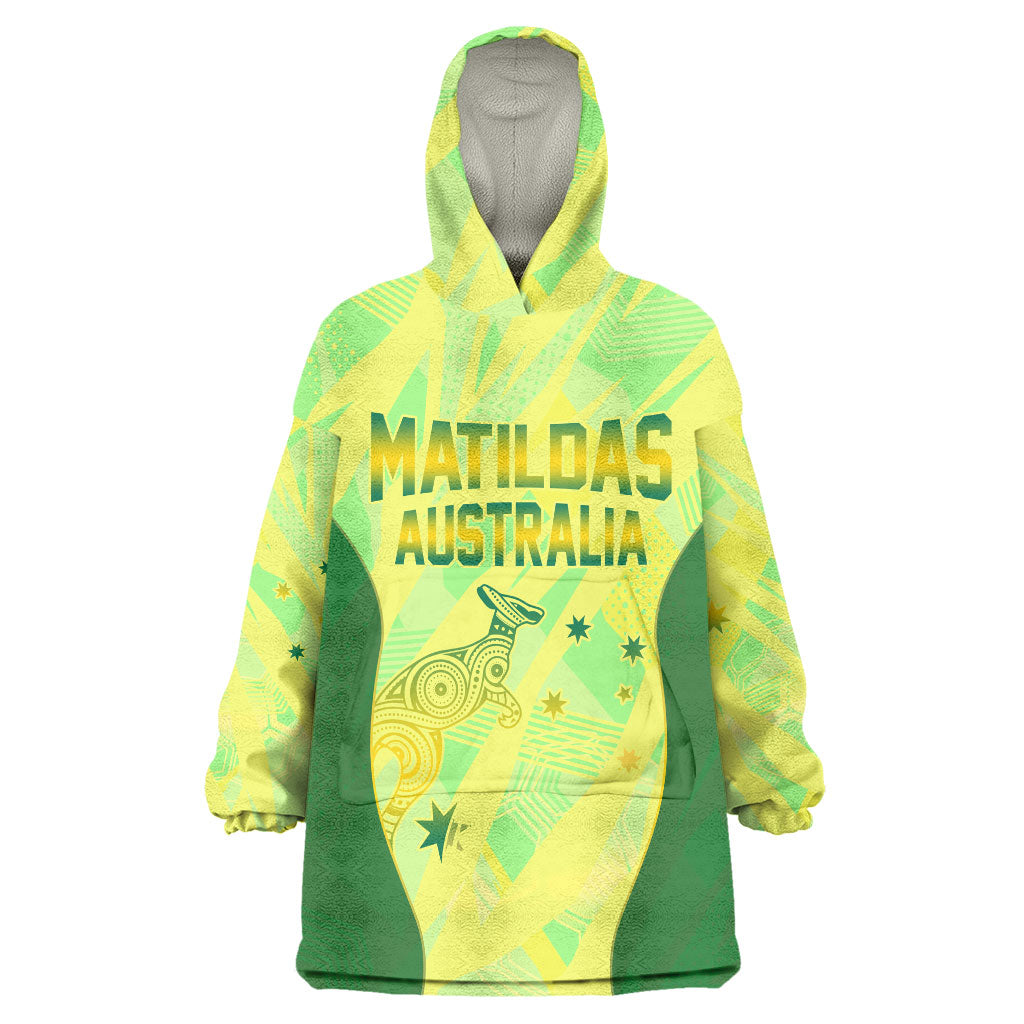 Matildas Australia Go Champions Wearable Blanket Hoodie Indigenous Dot Art Kangaroo Southern Cross Stars