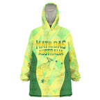 Matildas Australia Go Champions Wearable Blanket Hoodie Indigenous Dot Art Kangaroo Southern Cross Stars