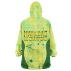Matildas Australia Go Champions Wearable Blanket Hoodie Indigenous Dot Art Kangaroo Southern Cross Stars