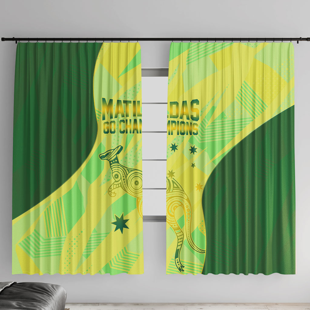 Matildas Australia Go Champions Window Curtain Indigenous Dot Art Kangaroo Southern Cross Stars