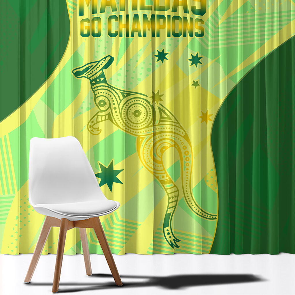 Matildas Australia Go Champions Window Curtain Indigenous Dot Art Kangaroo Southern Cross Stars