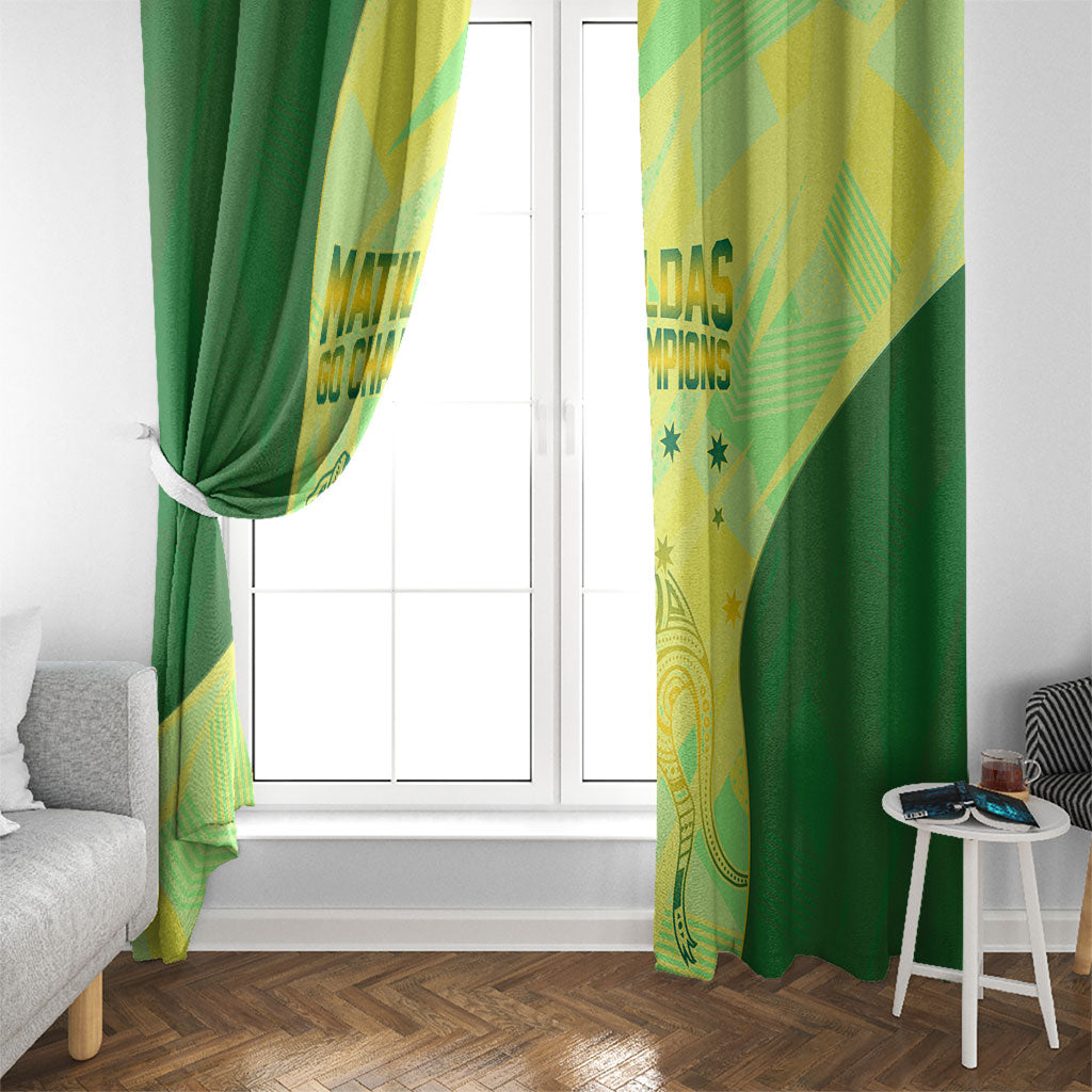 Matildas Australia Go Champions Window Curtain Indigenous Dot Art Kangaroo Southern Cross Stars