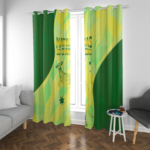 Matildas Australia Go Champions Window Curtain Indigenous Dot Art Kangaroo Southern Cross Stars