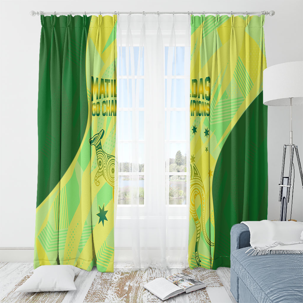Matildas Australia Go Champions Window Curtain Indigenous Dot Art Kangaroo Southern Cross Stars