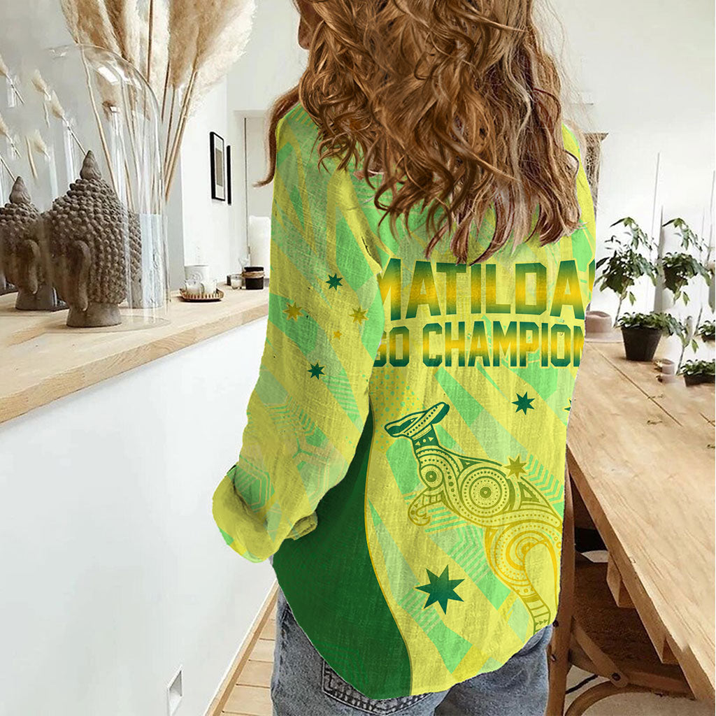 Matildas Australia Go Champions Women Casual Shirt Indigenous Dot Art Kangaroo Southern Cross Stars