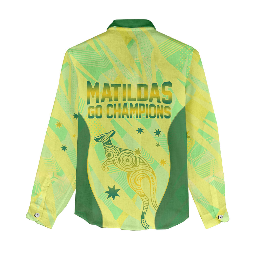 Matildas Australia Go Champions Women Casual Shirt Indigenous Dot Art Kangaroo Southern Cross Stars
