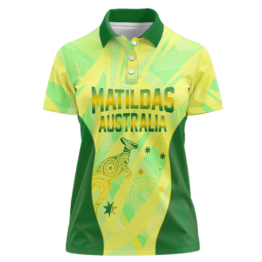 Matildas Australia Go Champions Women Polo Shirt Indigenous Dot Art Kangaroo Southern Cross Stars