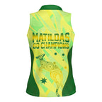 Matildas Australia Go Champions Women Sleeveless Polo Shirt Indigenous Dot Art Kangaroo Southern Cross Stars