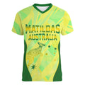 Matildas Australia Go Champions Women V-Neck T-Shirt Indigenous Dot Art Kangaroo Southern Cross Stars