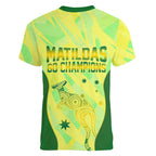 Matildas Australia Go Champions Women V-Neck T-Shirt Indigenous Dot Art Kangaroo Southern Cross Stars