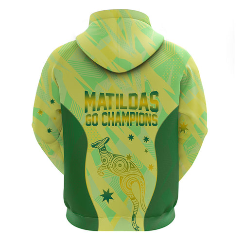 Matildas Australia Go Champions Zip Hoodie Indigenous Dot Art Kangaroo Southern Cross Stars