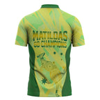 Matildas Australia Go Champions Zipper Polo Shirt Indigenous Dot Art Kangaroo Southern Cross Stars