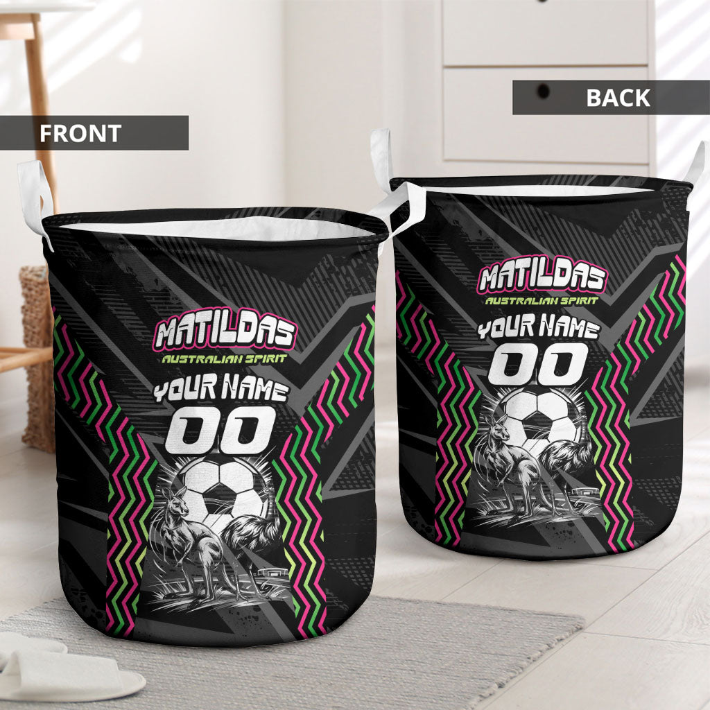 Personalised Matildas Australian Spirit Laundry Basket Kangaroo Emu Coat Of Arms Soccer Ball