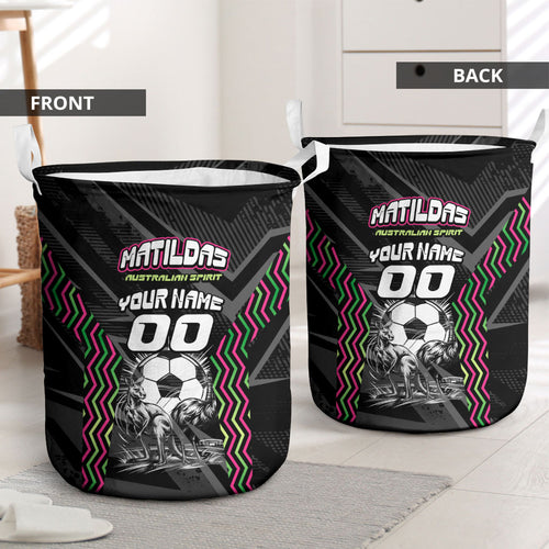 Personalised Matildas Australian Spirit Laundry Basket Kangaroo Emu Coat Of Arms Soccer Ball