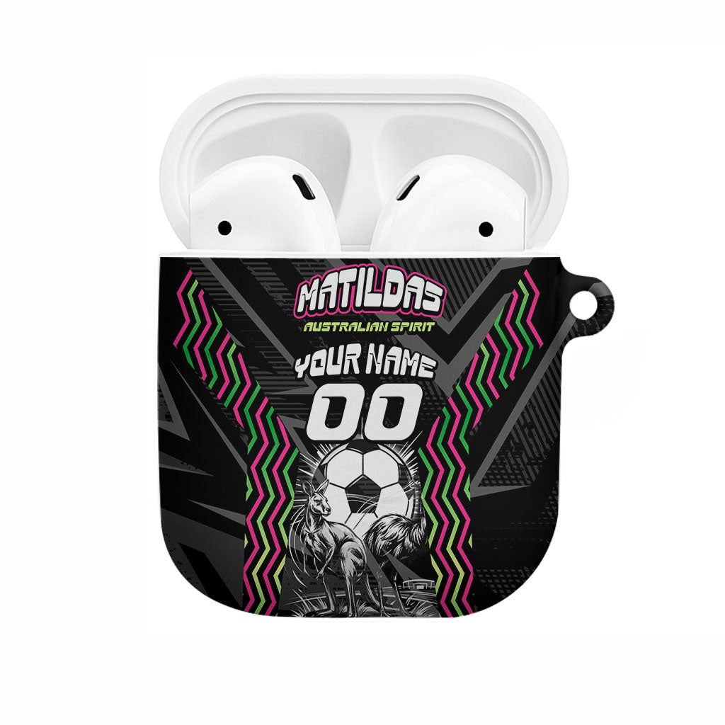 Personalised Matildas Australian Spirit AirPods Case Kangaroo Emu Coat Of Arms Soccer Ball