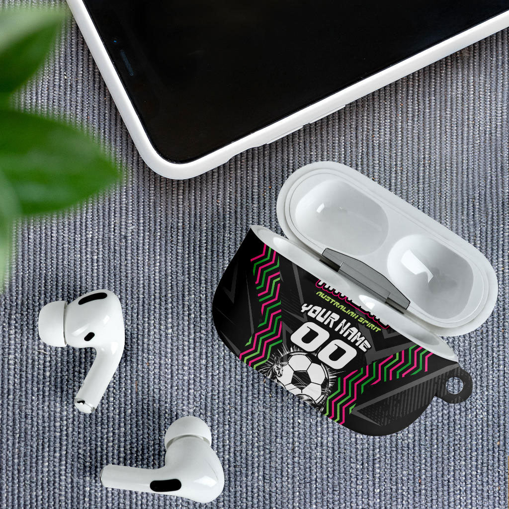 Personalised Matildas Australian Spirit AirPods Case Kangaroo Emu Coat Of Arms Soccer Ball