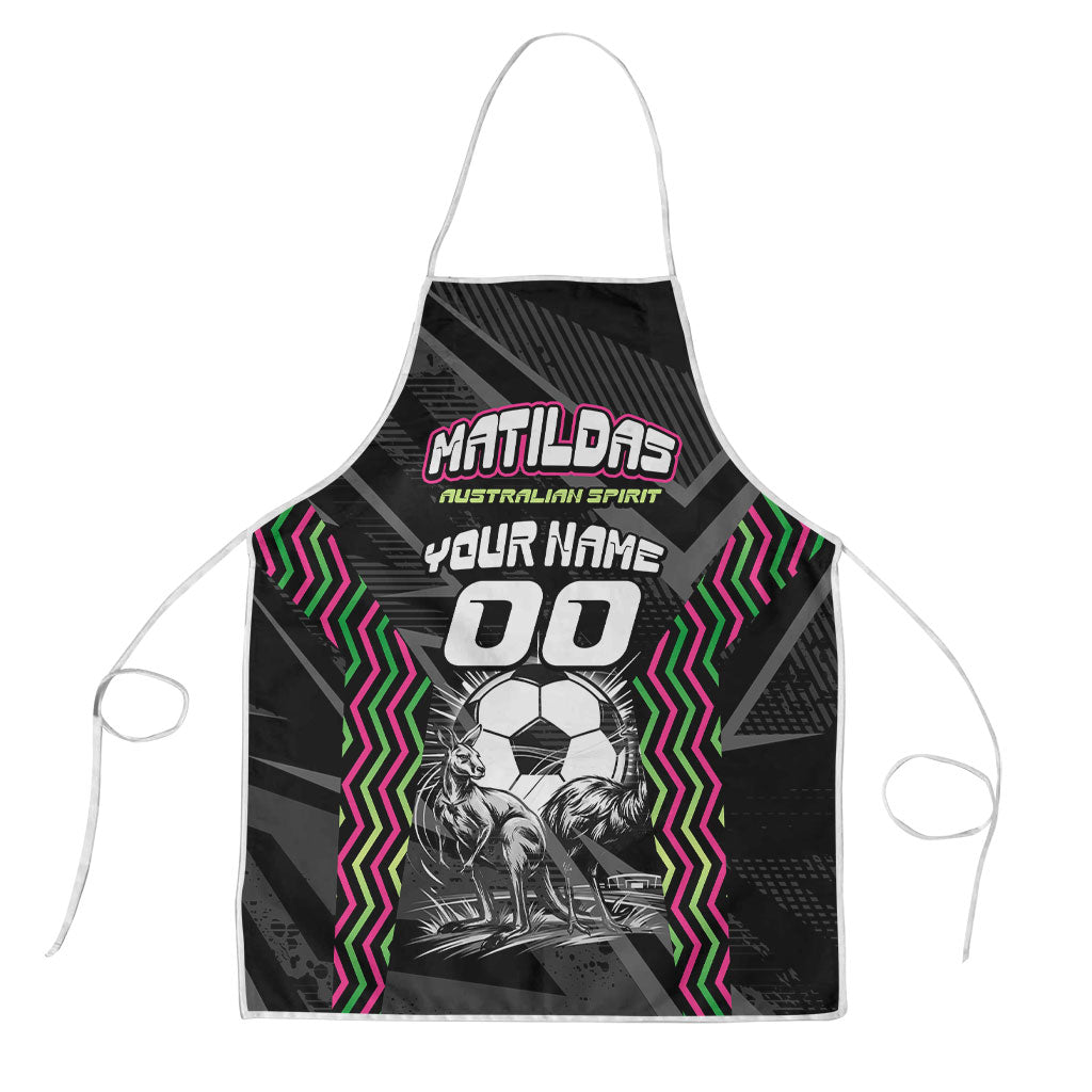 Personalised Matildas Australian Spirit Apron Kangaroo Emu Coat Of Arms Soccer Ball
