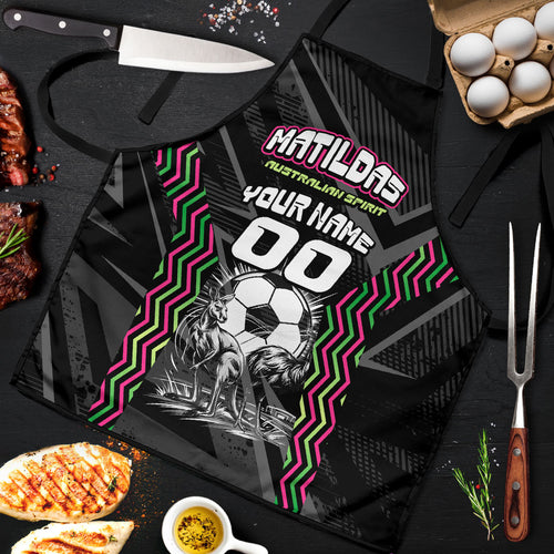 Personalised Matildas Australian Spirit Apron Kangaroo Emu Coat Of Arms Soccer Ball