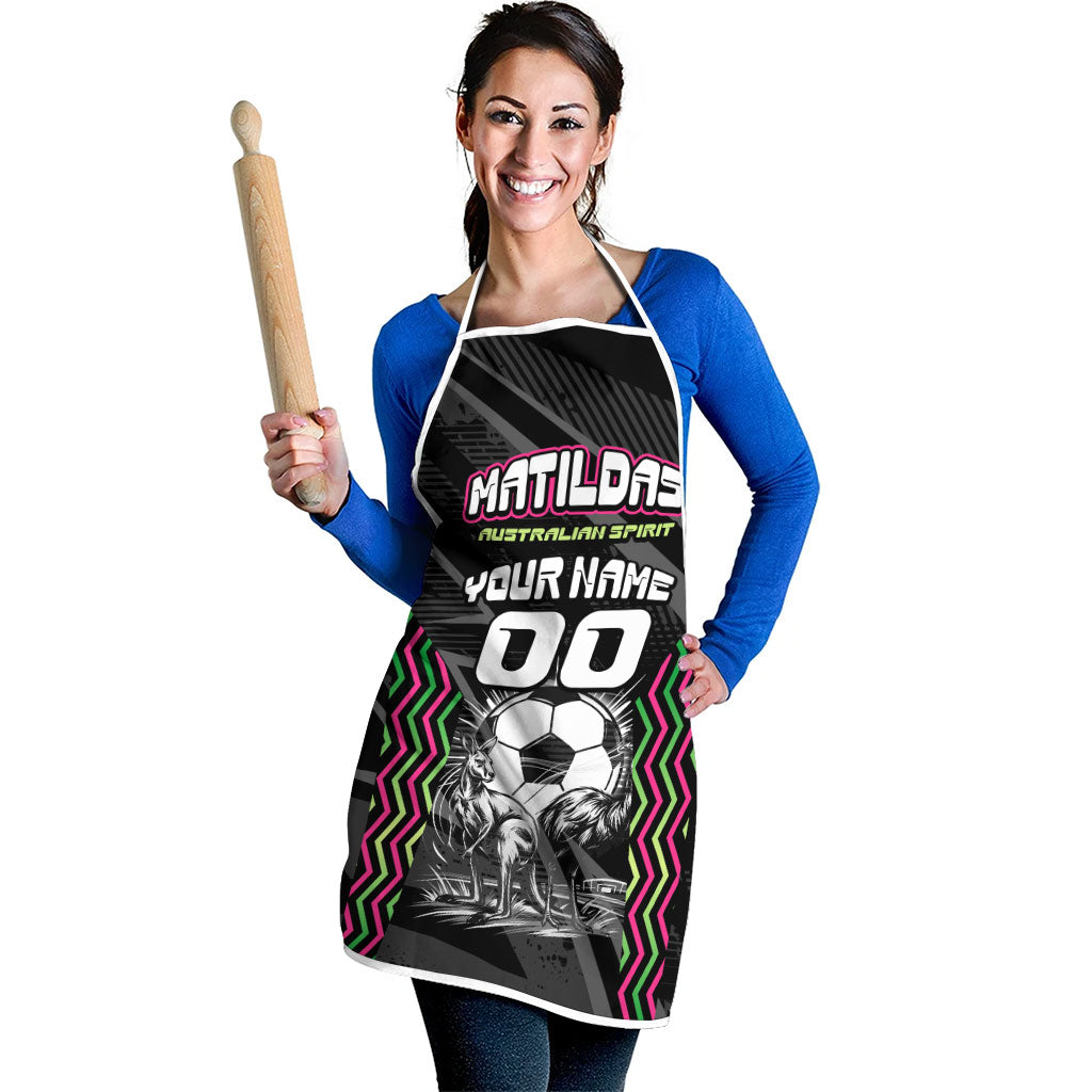 Personalised Matildas Australian Spirit Apron Kangaroo Emu Coat Of Arms Soccer Ball