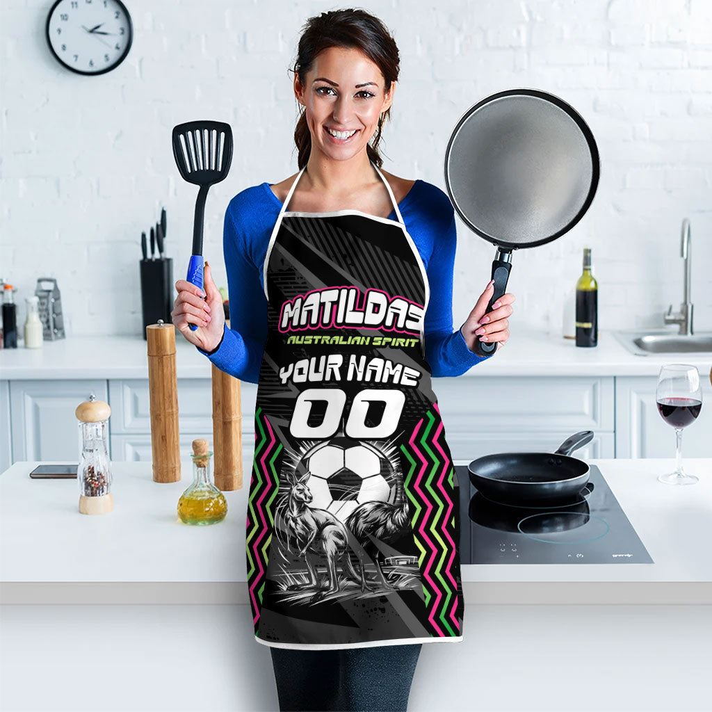 Personalised Matildas Australian Spirit Apron Kangaroo Emu Coat Of Arms Soccer Ball