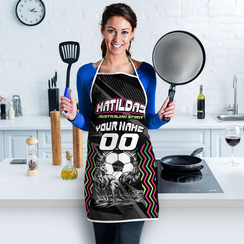 Personalised Matildas Australian Spirit Apron Kangaroo Emu Coat Of Arms Soccer Ball