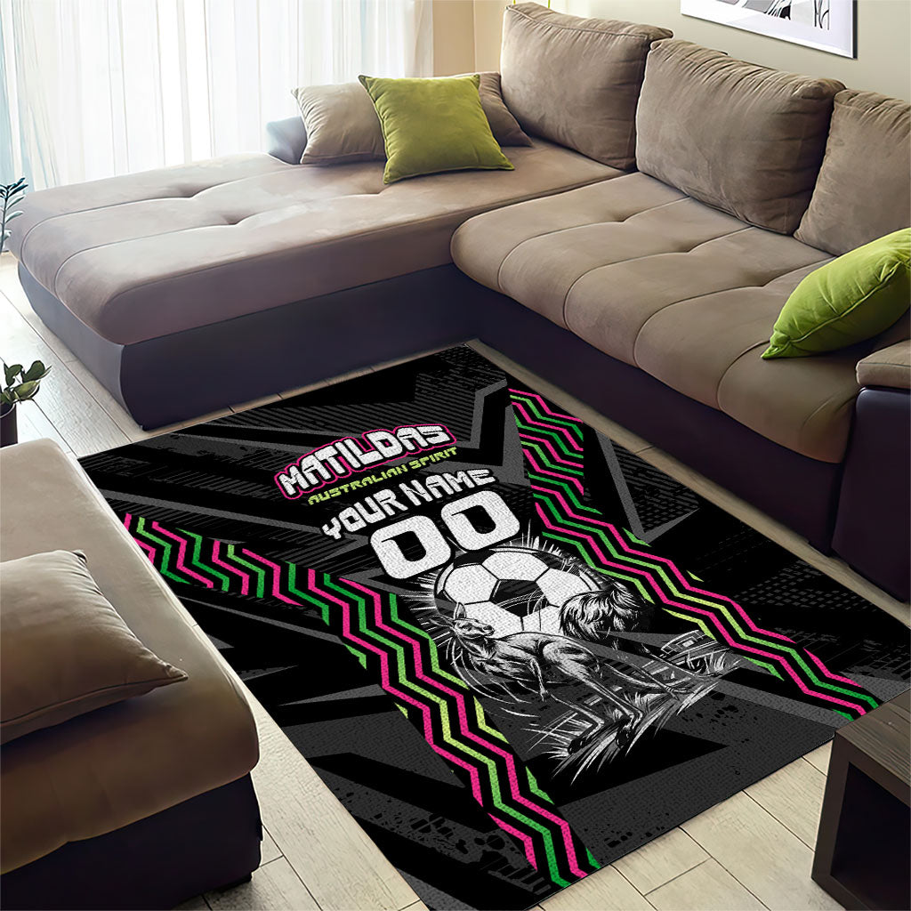 Personalised Matildas Australian Spirit Area Rug Kangaroo Emu Coat Of Arms Soccer Ball