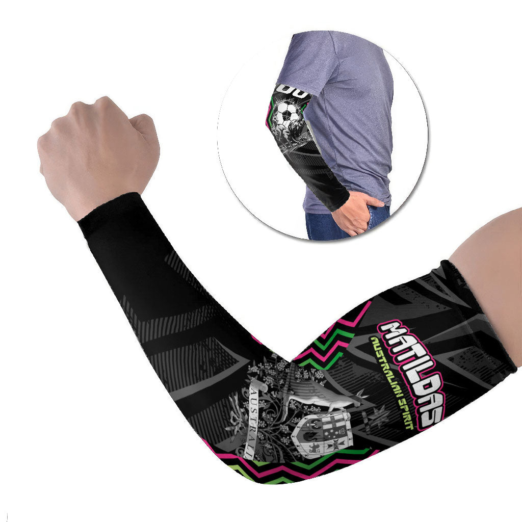 Personalised Matildas Australian Spirit Arm Sleeves Kangaroo Emu Coat Of Arms Soccer Ball