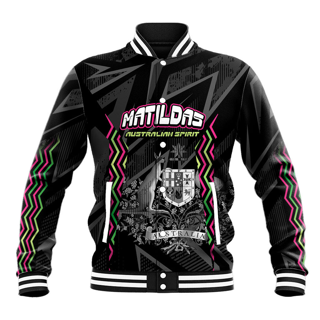 Personalised Matildas Australian Spirit Baseball Jacket Kangaroo Emu Coat Of Arms Soccer Ball