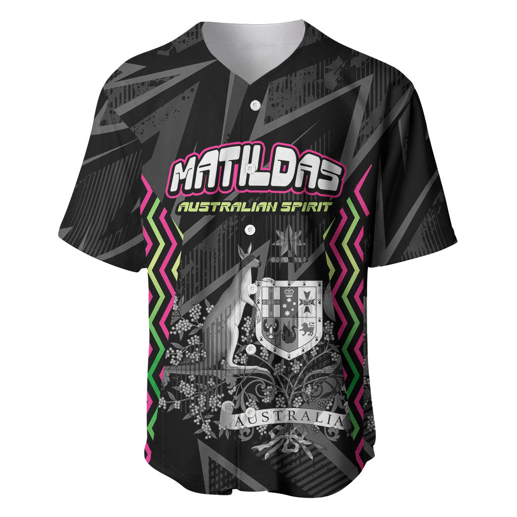 Personalised Matildas Australian Spirit Baseball Jersey Kangaroo Emu Coat Of Arms Soccer Ball