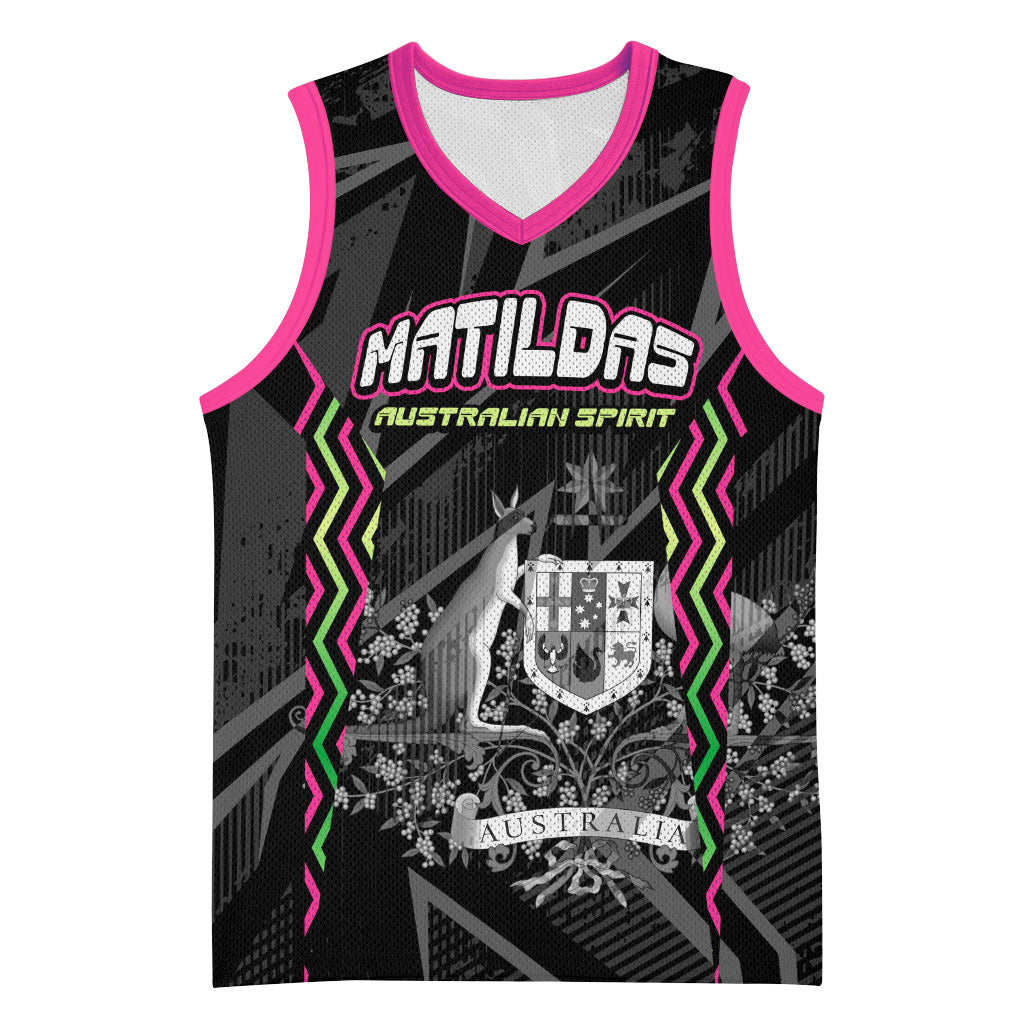 Personalised Matildas Australian Spirit Basketball Jersey Kangaroo Emu Coat Of Arms Soccer Ball