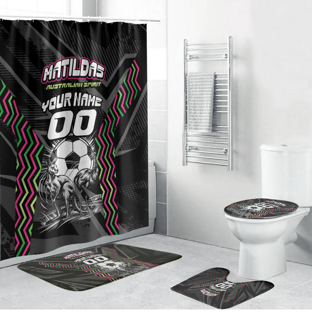 Personalised Matildas Australian Spirit Bathroom Set Kangaroo Emu Coat Of Arms Soccer Ball