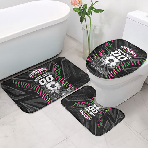 Personalised Matildas Australian Spirit Bathroom Set Kangaroo Emu Coat Of Arms Soccer Ball