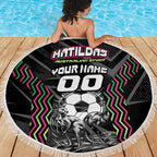 Personalised Matildas Australian Spirit Beach Blanket Kangaroo Emu Coat Of Arms Soccer Ball