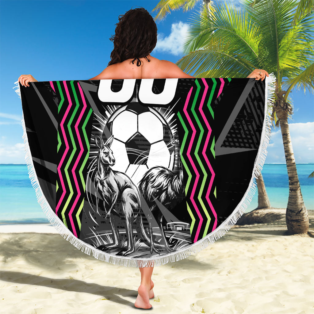 Personalised Matildas Australian Spirit Beach Blanket Kangaroo Emu Coat Of Arms Soccer Ball