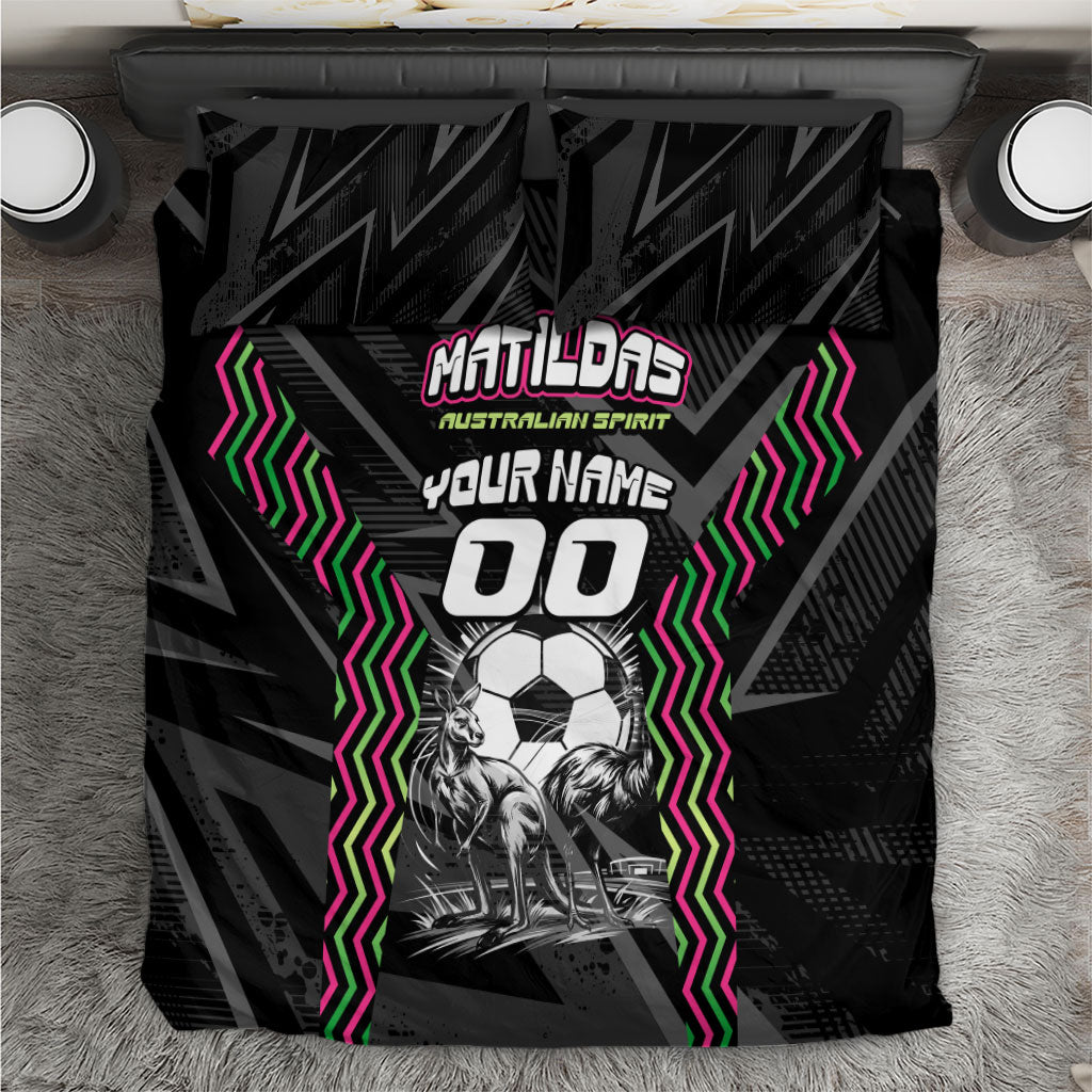 Personalised Matildas Australian Spirit Bedding Set Kangaroo Emu Coat Of Arms Soccer Ball