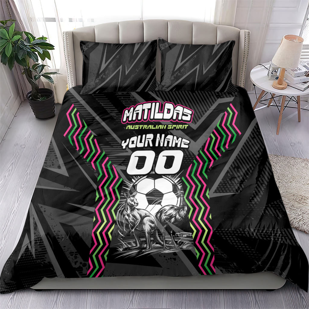 Personalised Matildas Australian Spirit Bedding Set Kangaroo Emu Coat Of Arms Soccer Ball