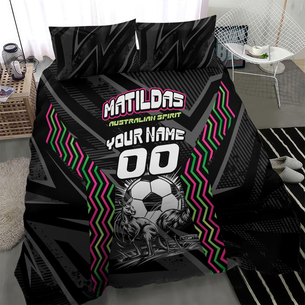 Personalised Matildas Australian Spirit Bedding Set Kangaroo Emu Coat Of Arms Soccer Ball