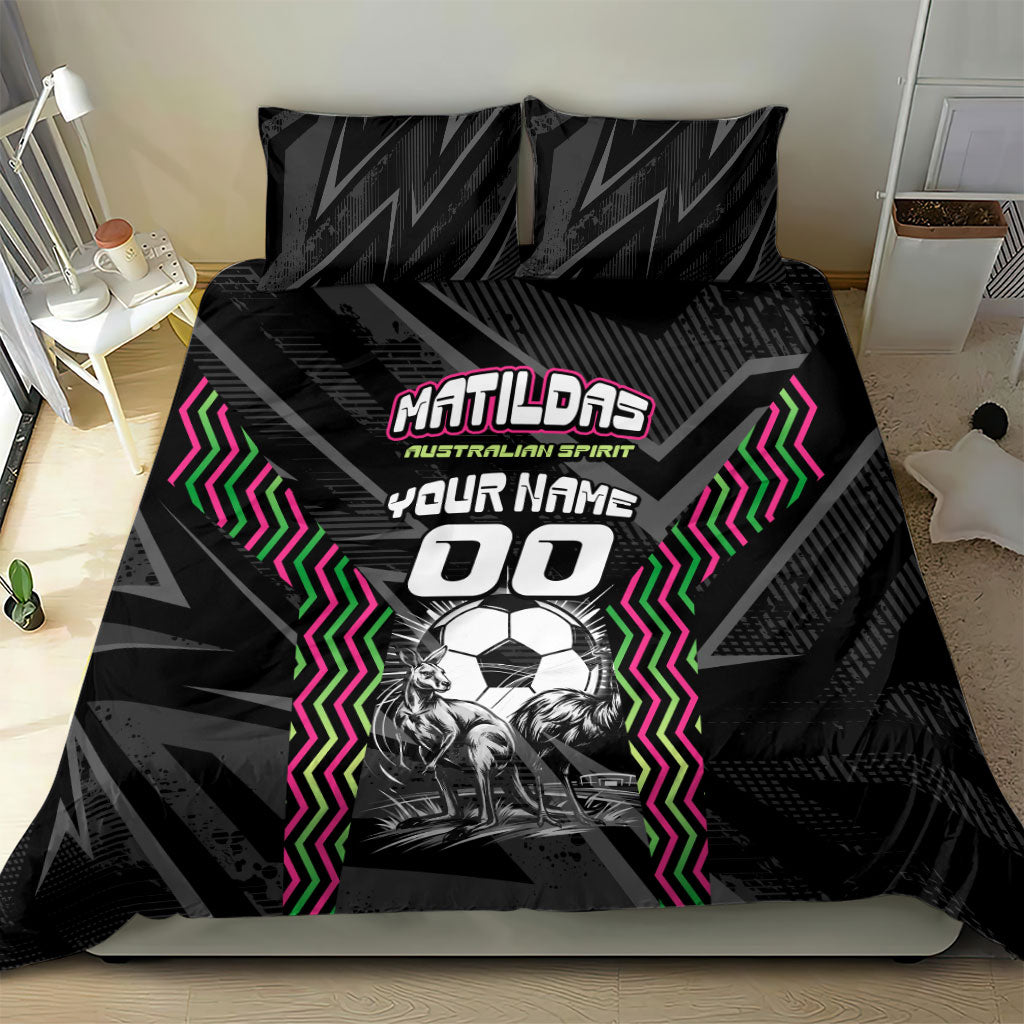 Personalised Matildas Australian Spirit Bedding Set Kangaroo Emu Coat Of Arms Soccer Ball