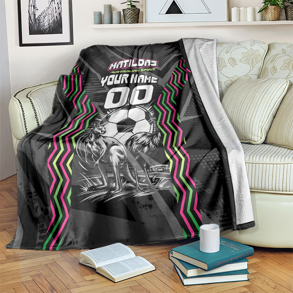 Personalised Matildas Australian Spirit Blanket Kangaroo Emu Coat Of Arms Soccer Ball