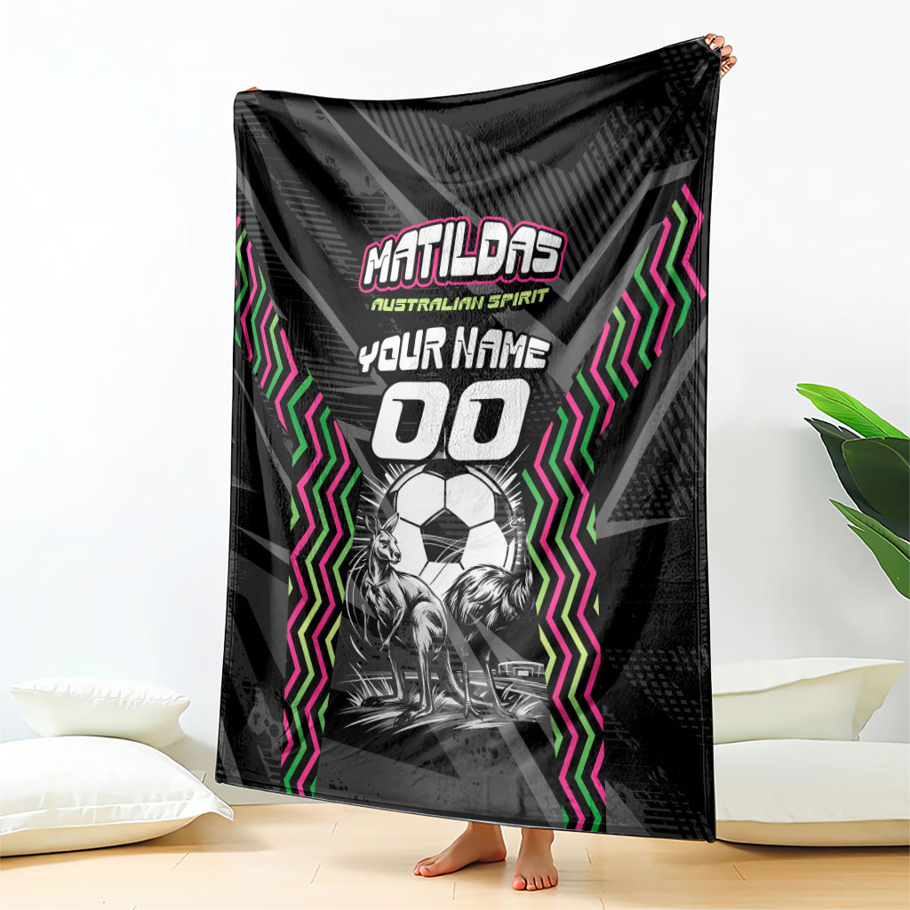 Personalised Matildas Australian Spirit Blanket Kangaroo Emu Coat Of Arms Soccer Ball